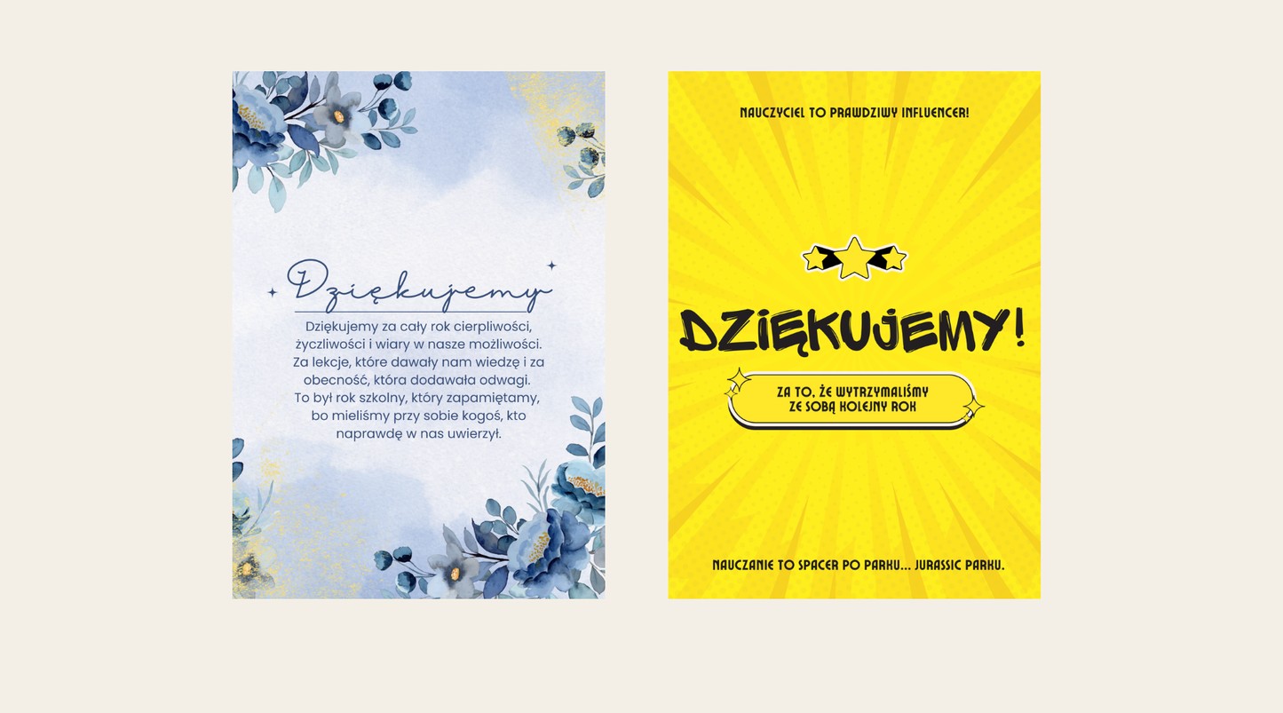 Print 'Dziękujemy' dla nauczycieli